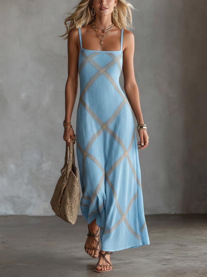 Renée – Geometric Dress Black Camel