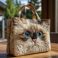 White Cat with Blue Eyes - Quilted Tote Bag