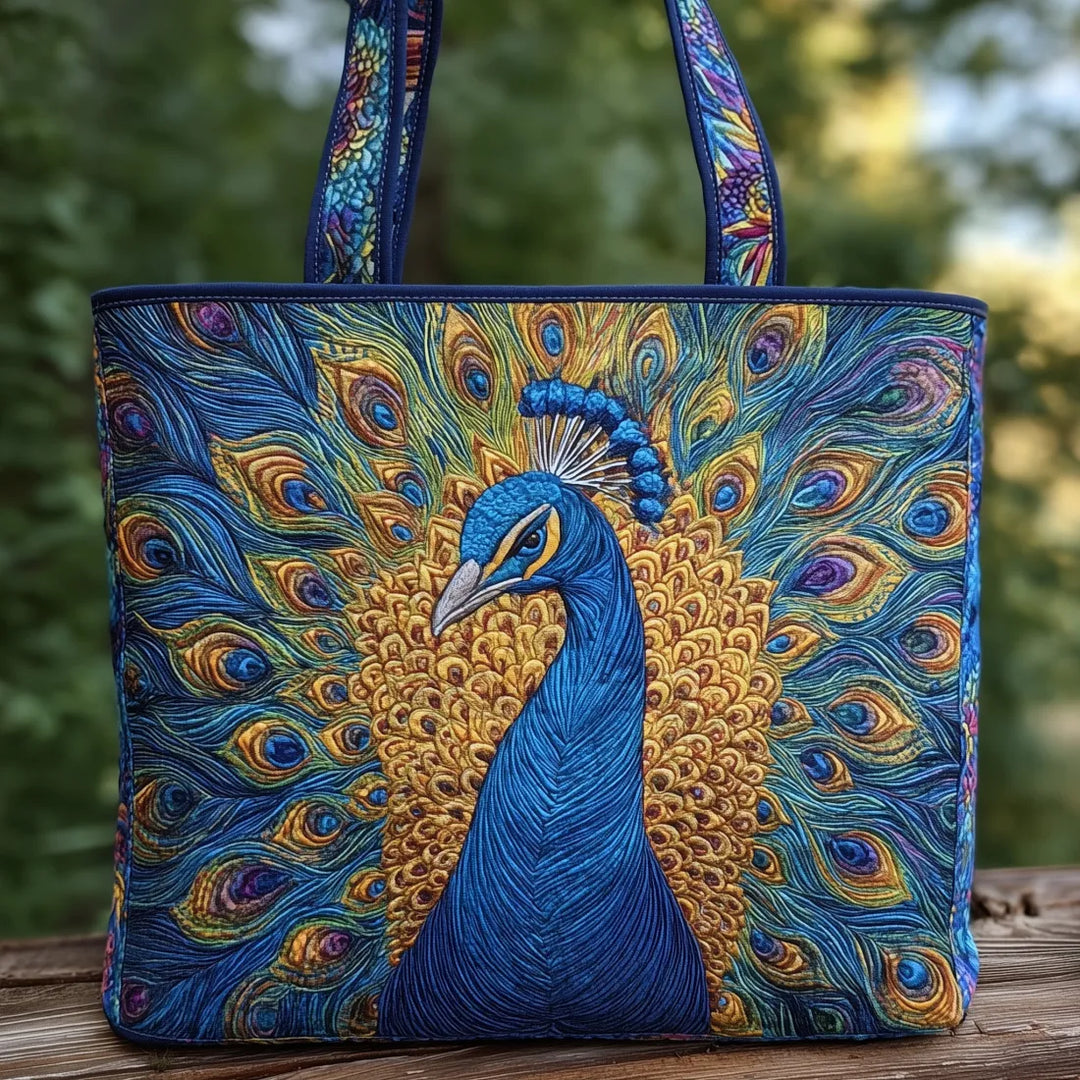 Royal Peacock - Quilted Tote Bag