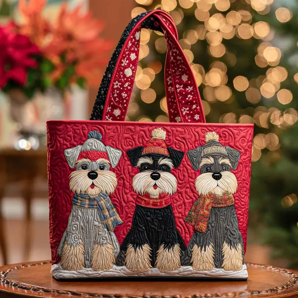 Schnauzer Trio - Quilted Tote Bag