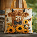 Høyland cow with Sunflowers - Padded Tote Bag