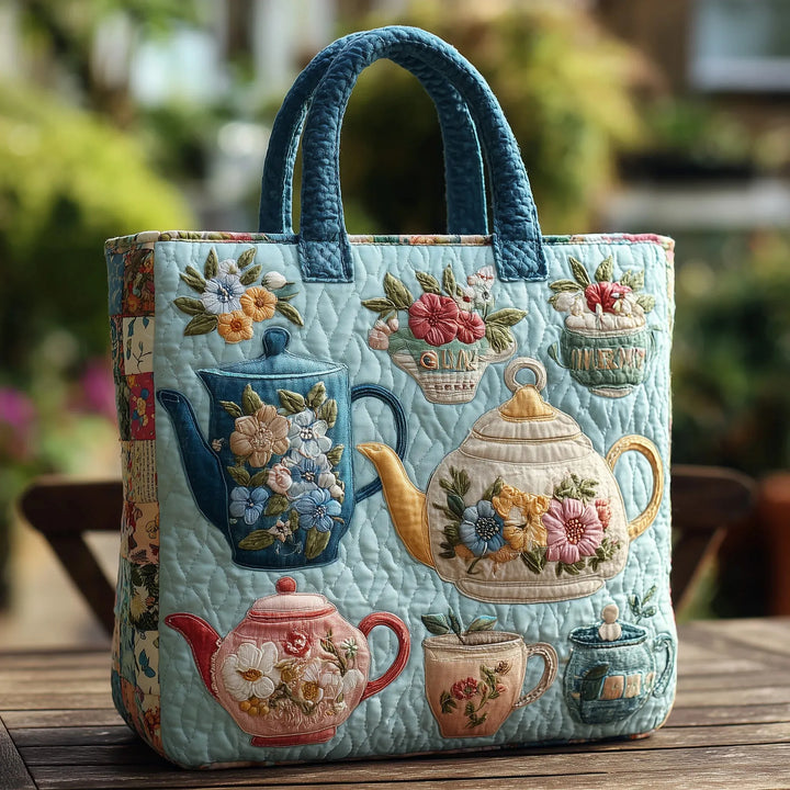 Flower Pattern - Quilted Tote Bag