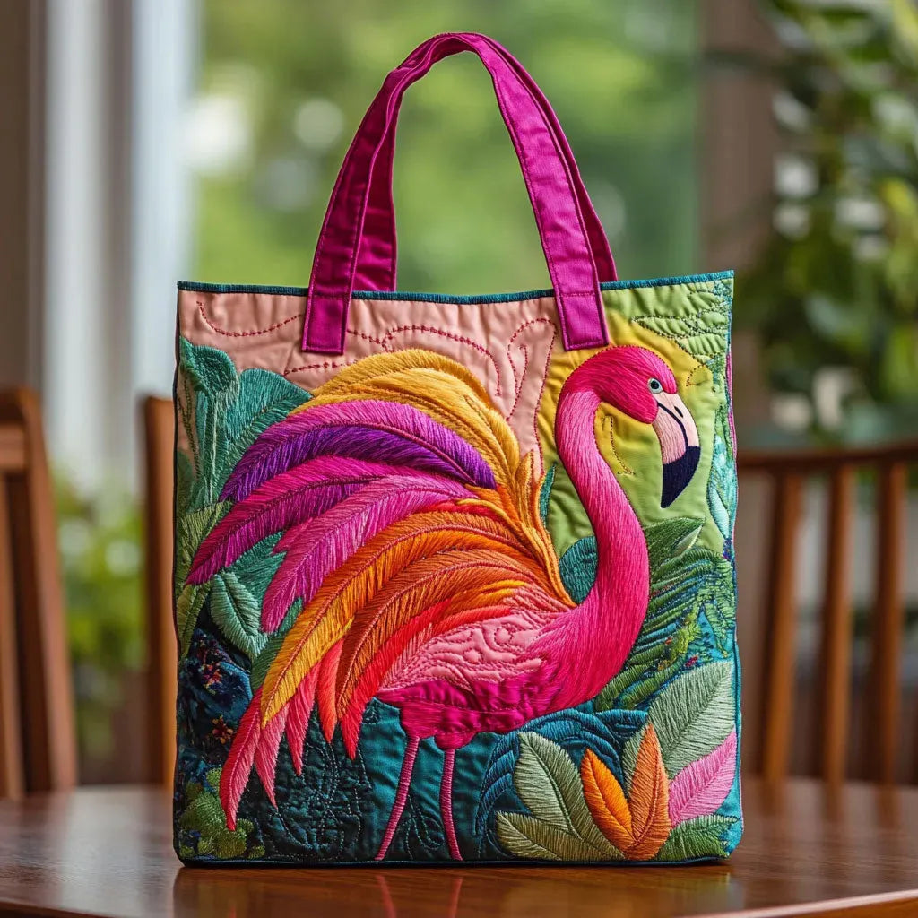 Rainbow Flamingo - Quilted Tote Bag
