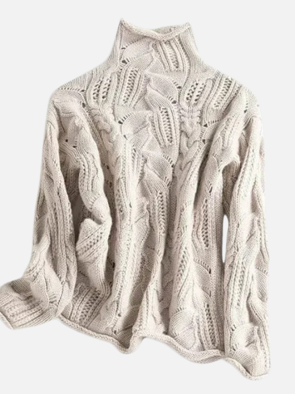 Camilla | Ornate Cable Knit Jumper with Roll Neck