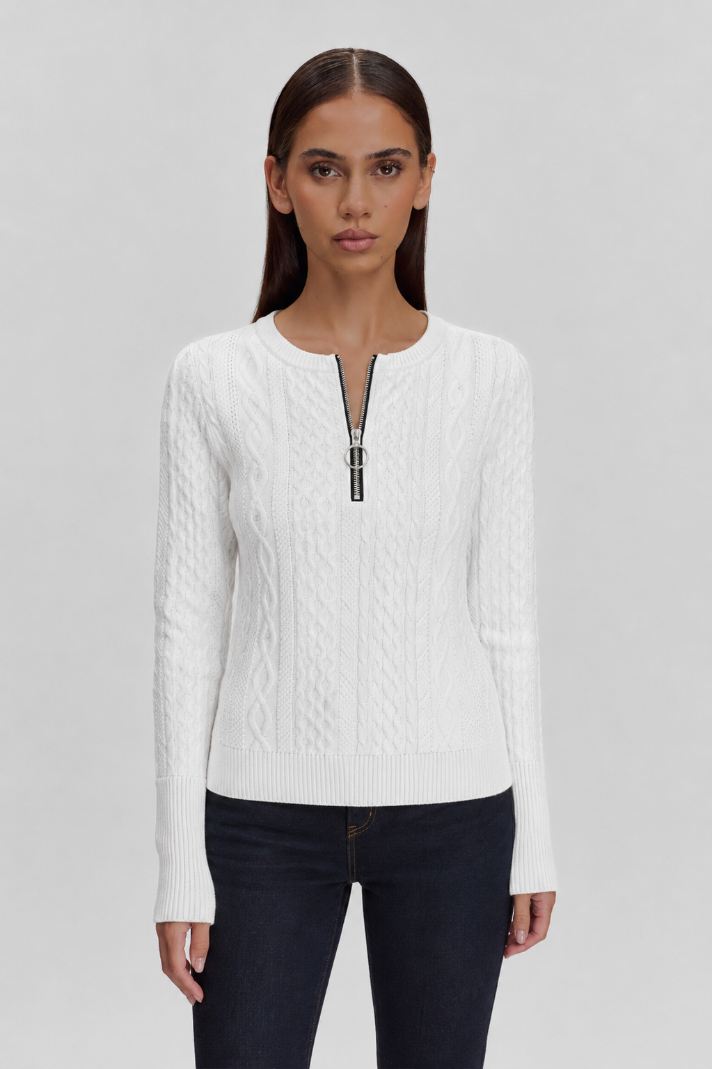 Ida | Half-Zip Cable Knit Jumper