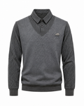 Men's 2-in-1 Pullover with Shirt Collar and V-Neck