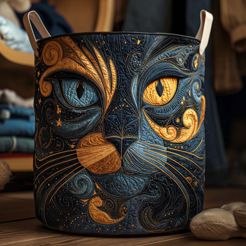 Myfanwy™ | Galaxy Cat Quilted Laundry Basket