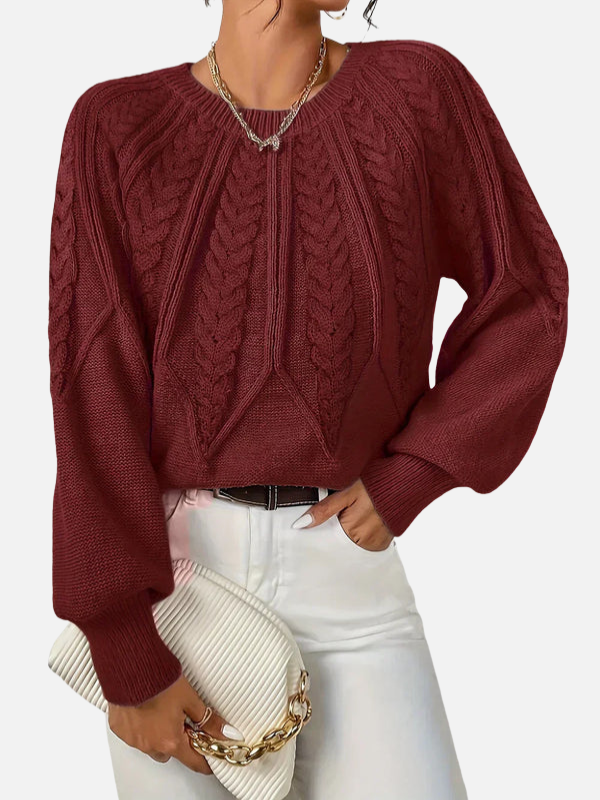 Mette | Cable Knit Sweater with Round Neck