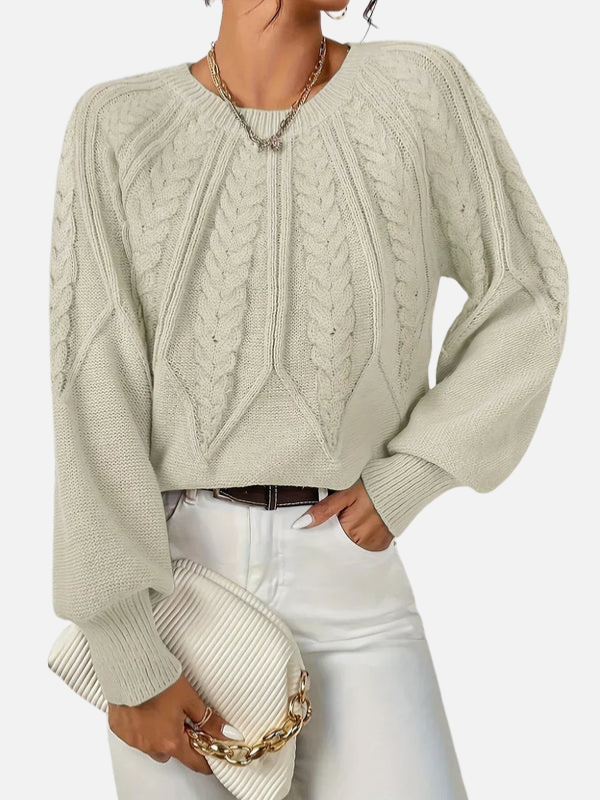 Mette | Cable Knit Sweater with Round Neck