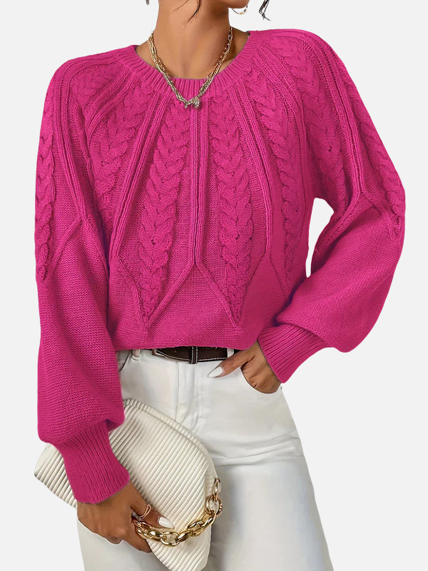 Mette | Cable Knit Sweater with Round Neck