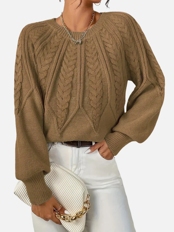 Mette | Cable Knit Sweater with Round Neck