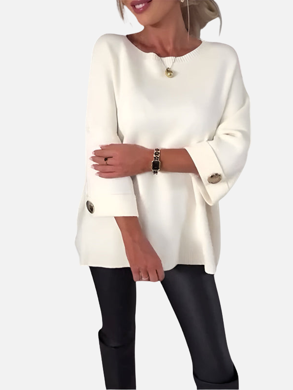 Karen | Long Knit Blouse with Button Detail