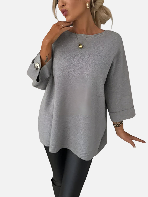 Karen | Long Knit Blouse with Button Detail