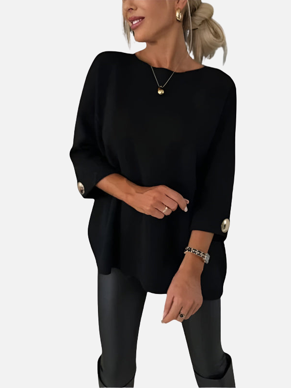 Karen | Long Knit Blouse with Button Detail