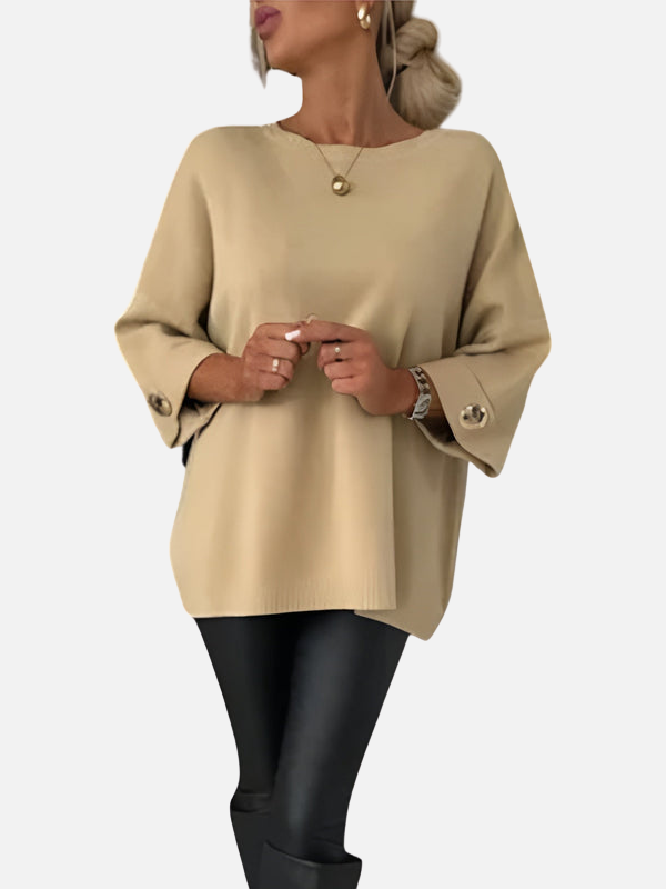 Karen | Long Knit Blouse with Button Detail