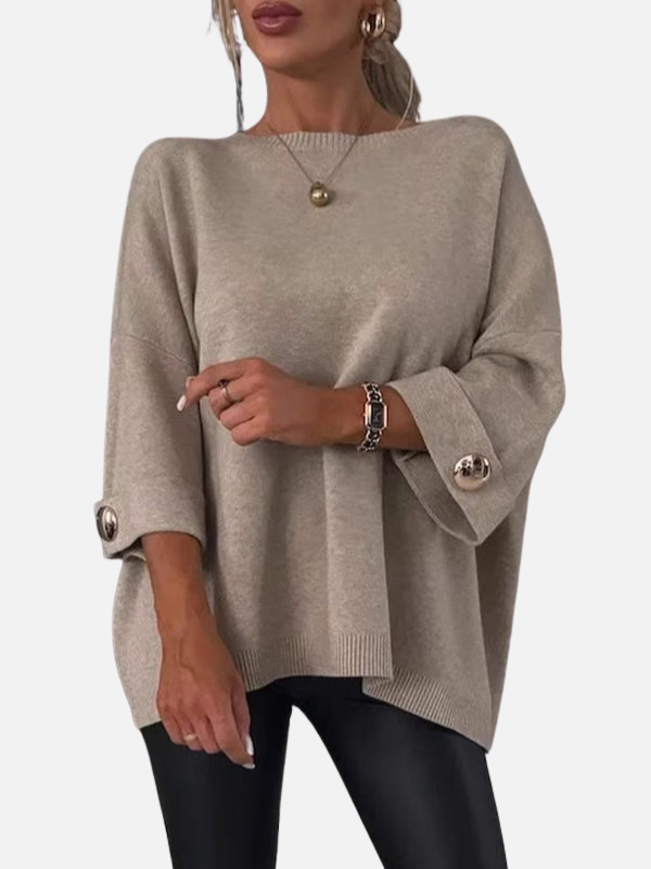 Anne | Long Knitted Blouse with Button Details