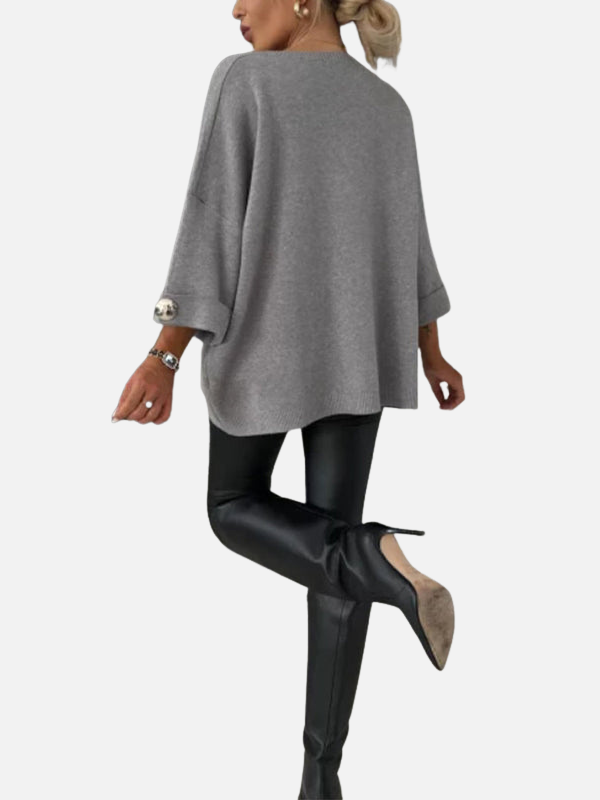 Anne | Long Knitted Blouse with Button Details