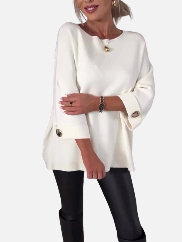 Anne | Long Knitted Blouse with Button Details