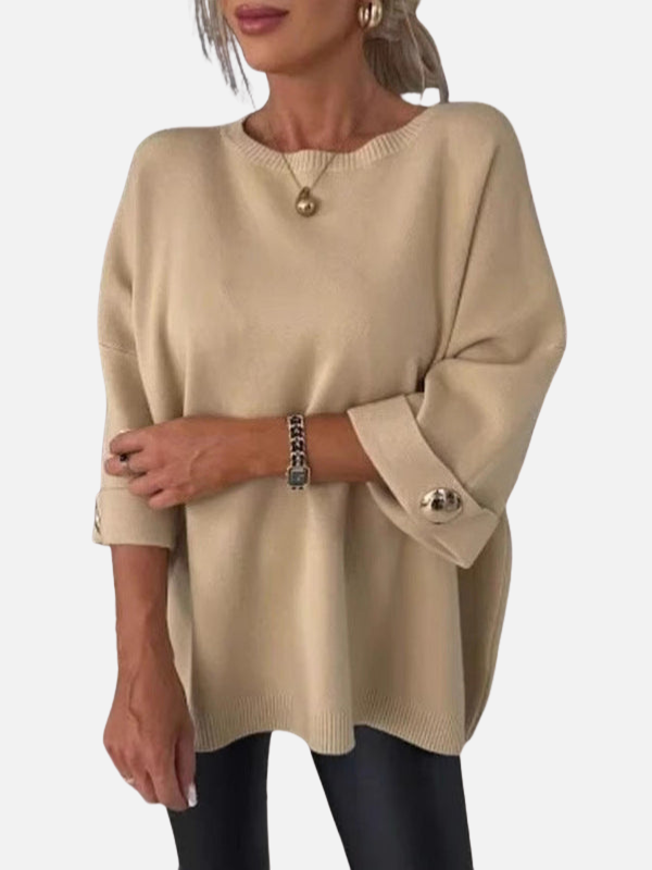 Anne | Long Knitted Blouse with Button Details