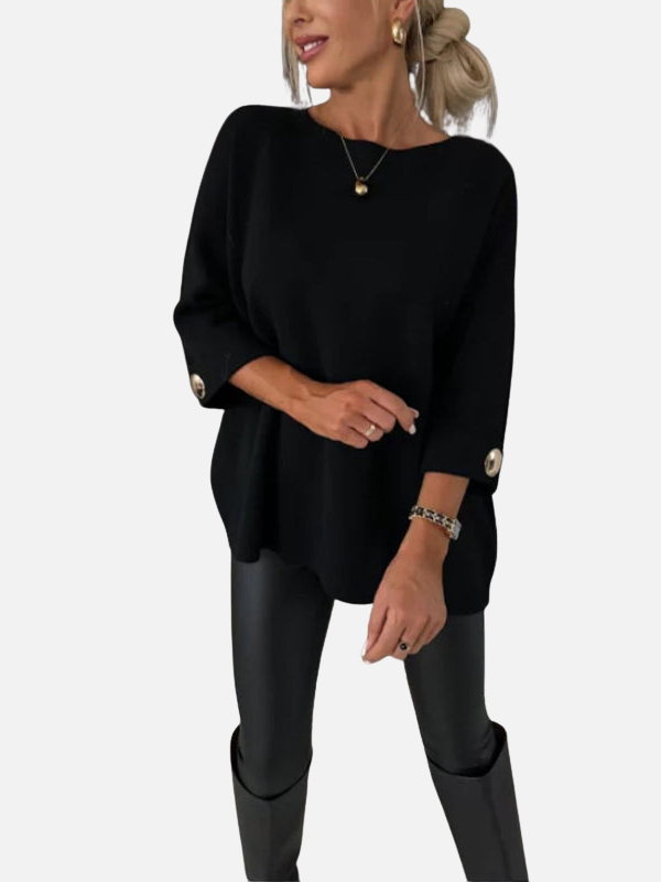Anne | Long Knitted Blouse with Button Details
