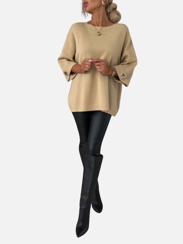 Anne | Long Knitted Blouse with Button Details