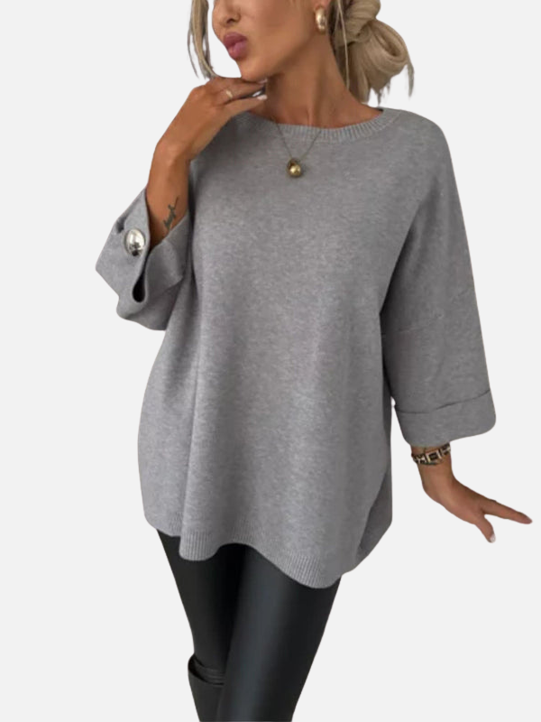 Anne | Long Knitted Blouse with Button Details