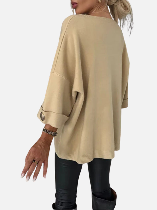 Anne | Long Knitted Blouse with Button Details