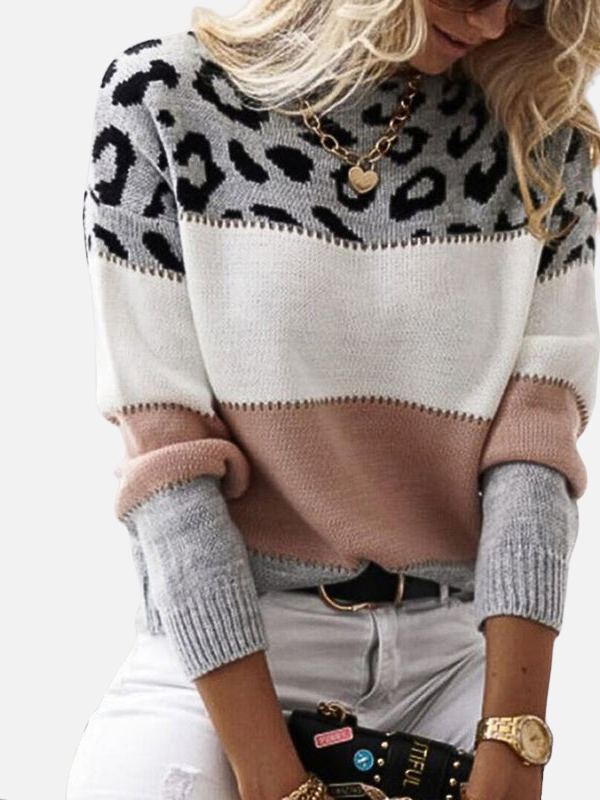 Maria | Leopard Print Knit Jumper with Round Neck