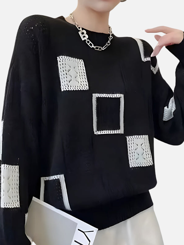 Camilla | Patterned Knitted Jumper with Lace Design