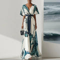 Nayla™ | Long Dress with Watercolour Pattern