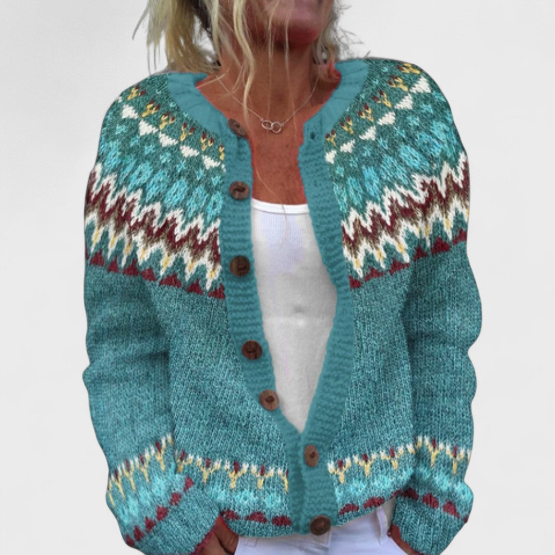 Lianne - Elegant Cardigan with Wide Knit Pattern
