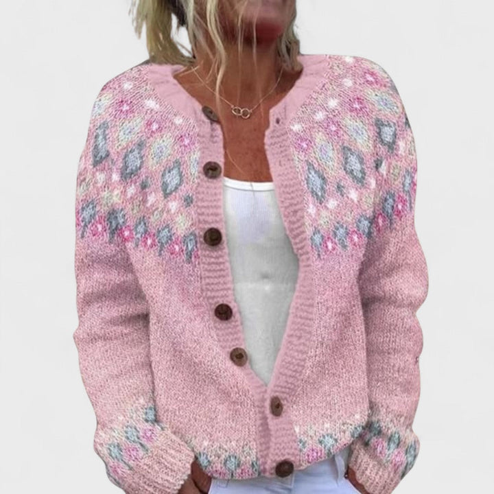 Lianne - Elegant Cardigan with Wide Knit Pattern