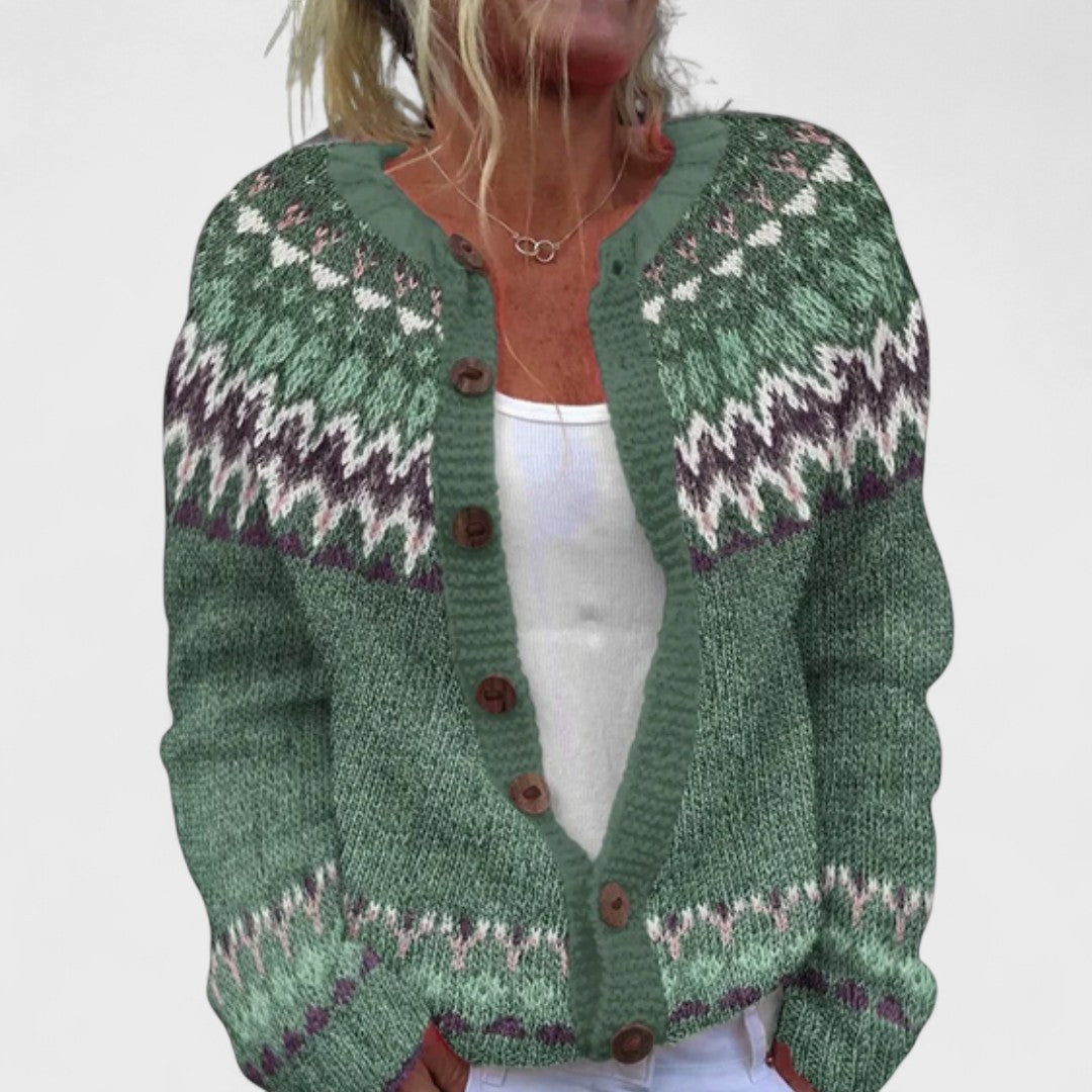 Lianne - Elegant Cardigan with Wide Knit Pattern