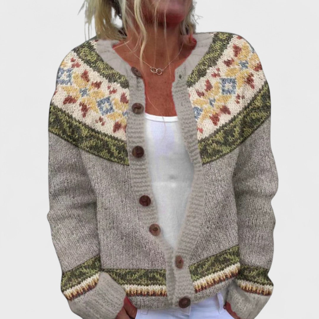 Lianne - Elegant Cardigan with Wide Knit Pattern