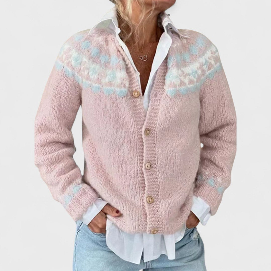 Lianne - Elegant Cardigan with Wide Knit Pattern
