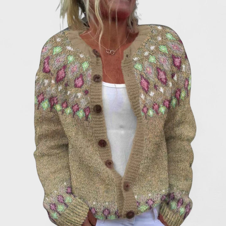 Lianne - Elegant Cardigan with Wide Knit Pattern