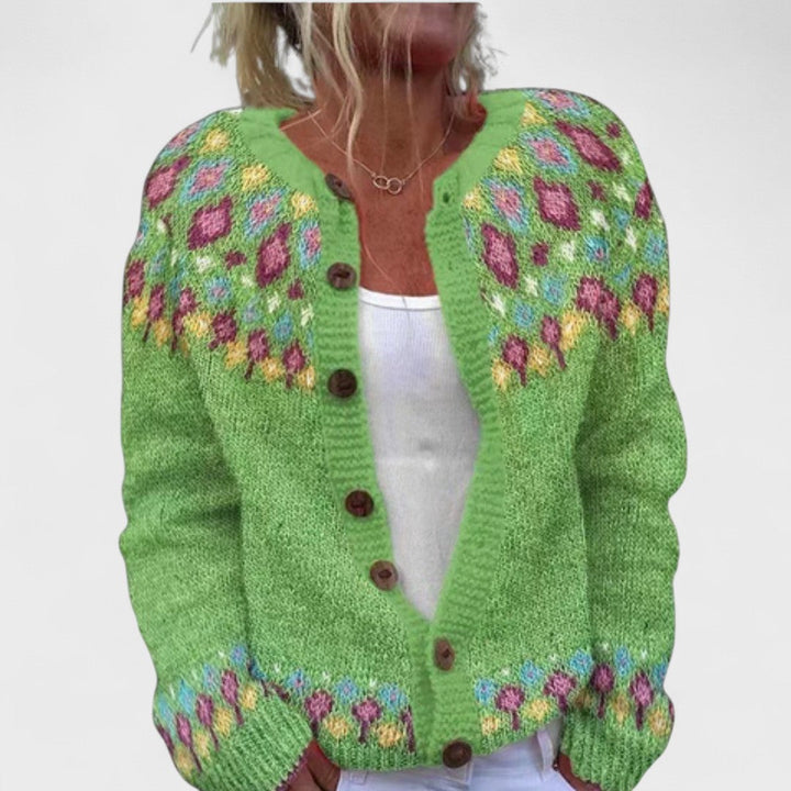 Lianne - Elegant Cardigan with Wide Knit Pattern