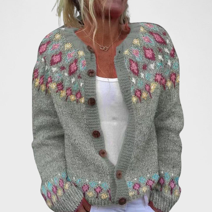 Lianne - Elegant Cardigan with Wide Knit Pattern