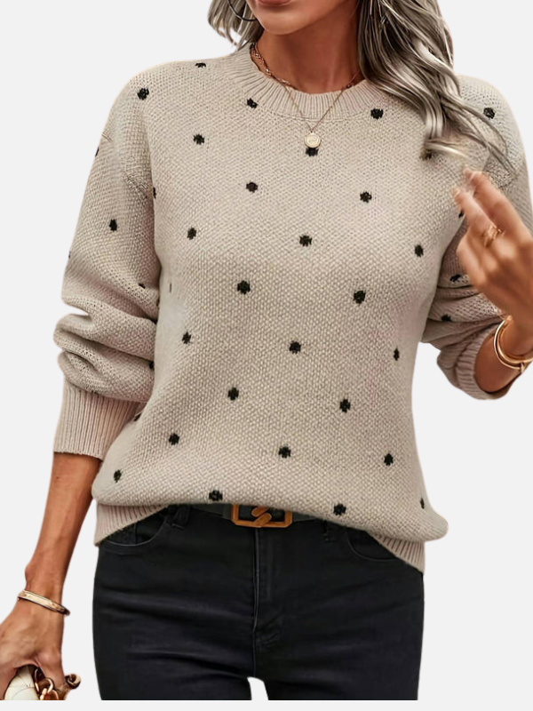 Lene | Polka Dot Knit Jumper with Round Neck