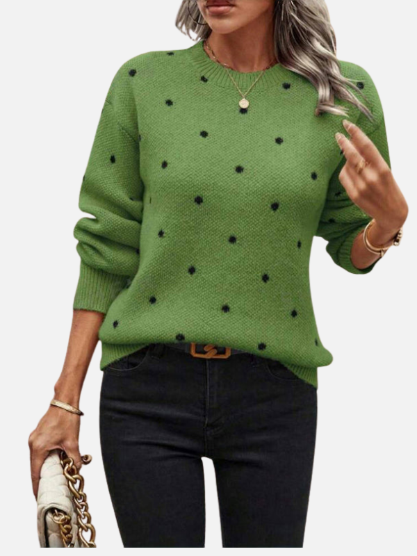 Lene | Polka Dot Knit Jumper with Round Neck