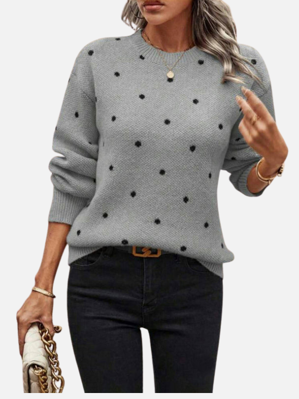Lene | Polka Dot Knit Jumper with Round Neck
