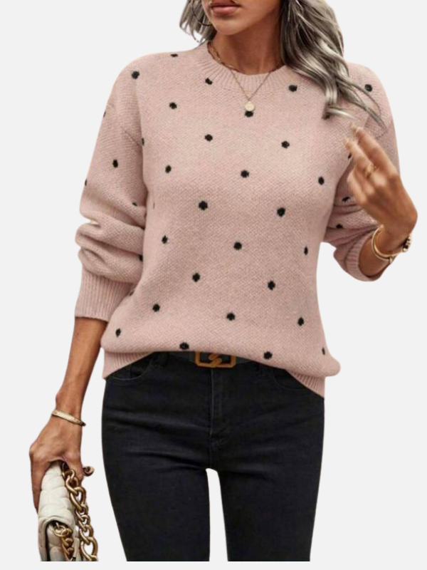 Lene | Polka Dot Knit Jumper with Round Neck
