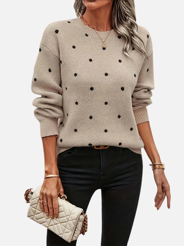 Lene | Polka Dot Knit Jumper with Round Neck