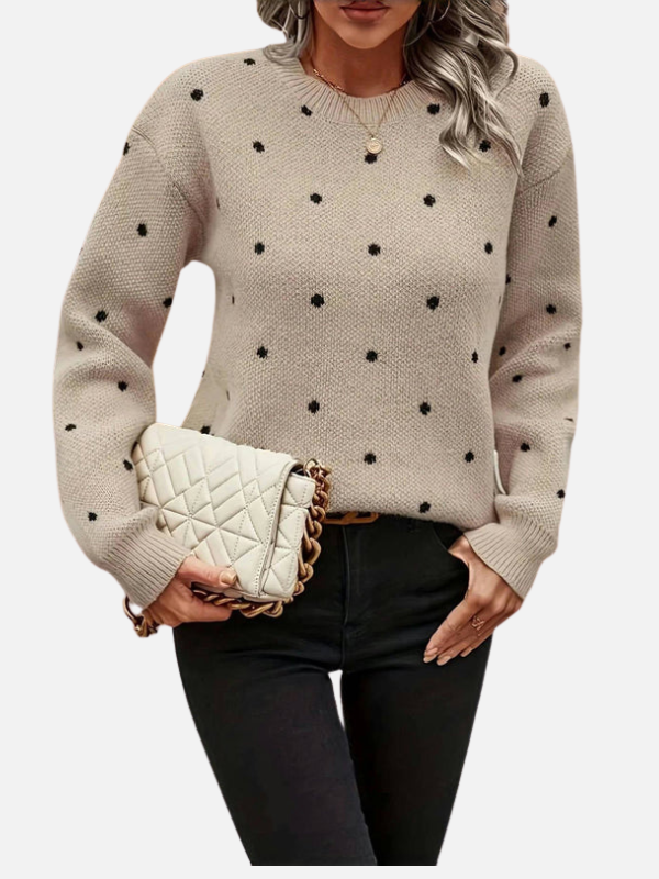 Lene | Polka Dot Knit Jumper with Round Neck