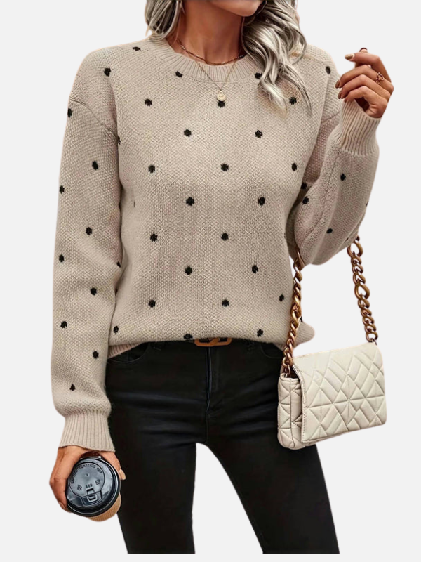 Lene | Polka Dot Knit Jumper with Round Neck
