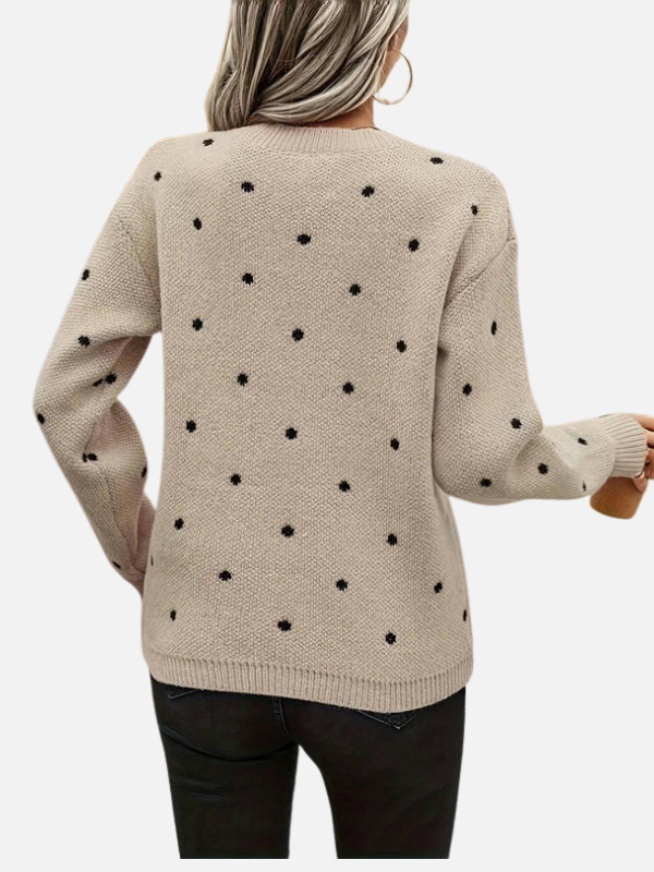 Lene | Polka Dot Knit Jumper with Round Neck