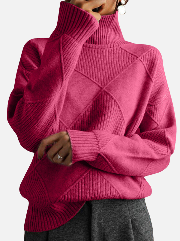 Susanne | Roll Neck Jumper with Diamond Pattern