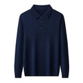 Men's Knitted Sweater with Polo Collar and Button Placket