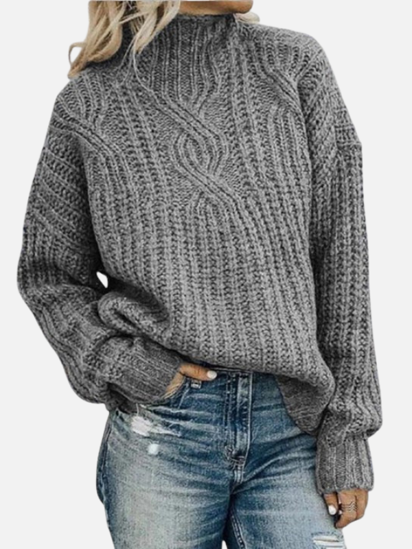 Kirsten | Twisted Cable Knit Jumper with High Collar