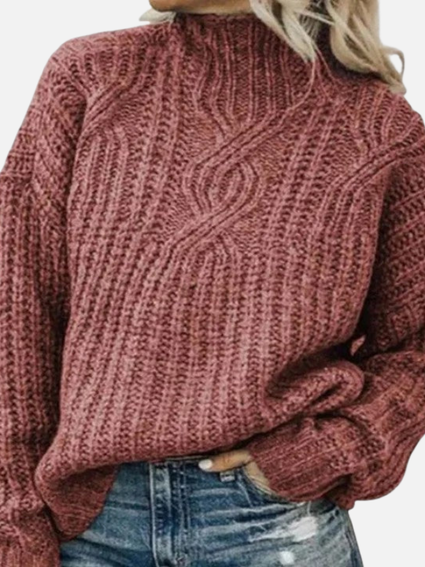 Kirsten | Twisted Cable Knit Jumper with High Collar
